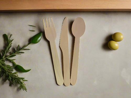 Disposable Wooden Cutlery Combo | 1000 Set (3000 Pcs)